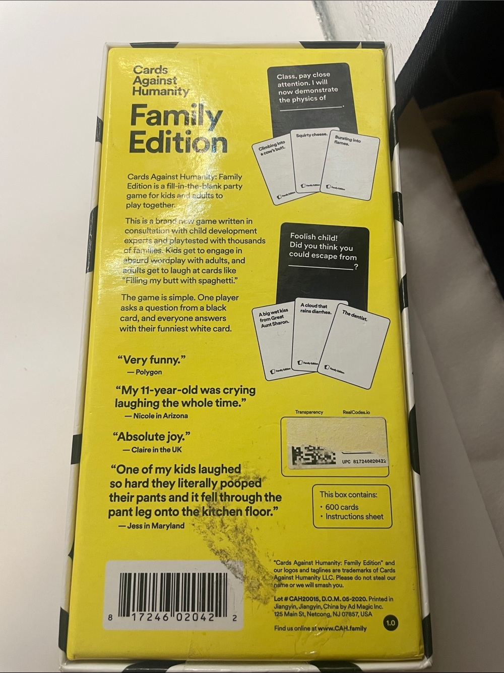 Cards Against Humanity Family Edition Party Game - White & Yellow - Picture 4 of 4